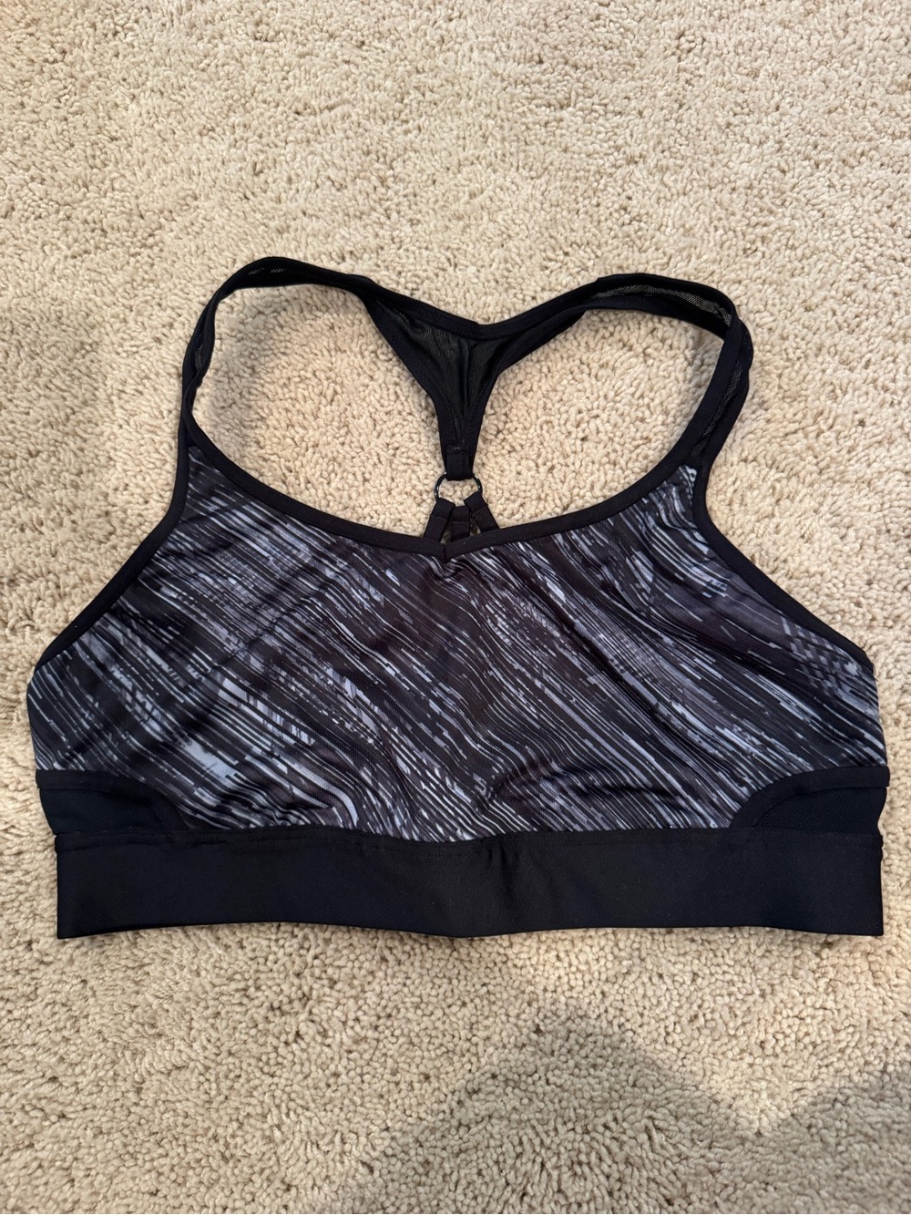 C9 by Champion Black & Gray Patterned Racerback Sports Bra